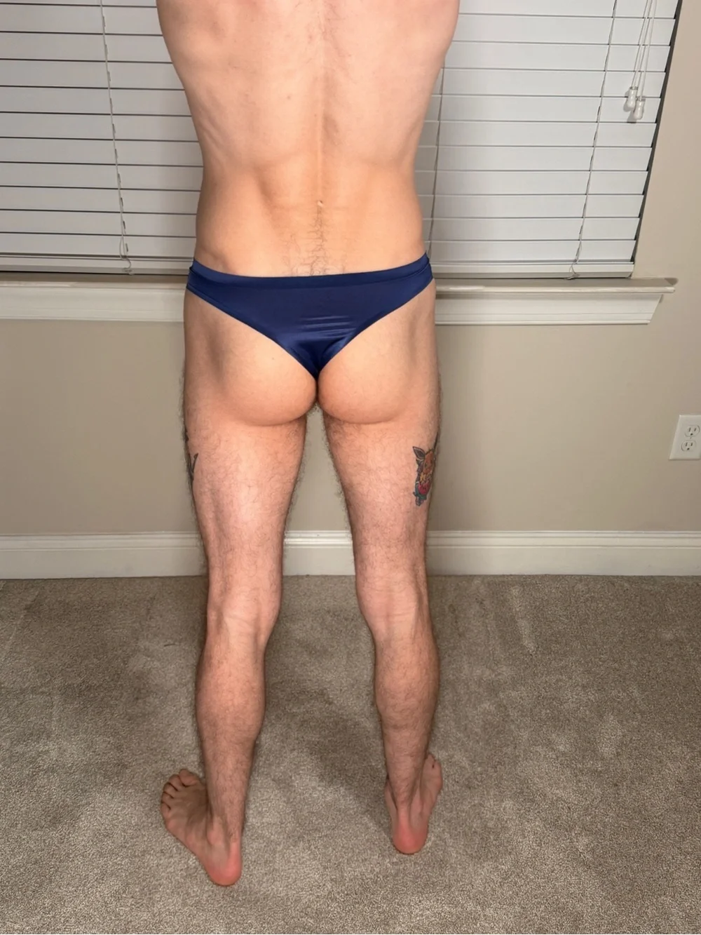 Men's Navy Blue  Seamless Stretch Thong medium